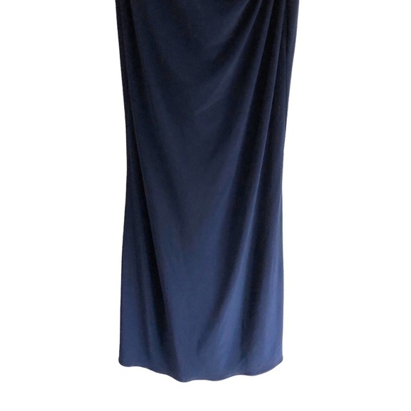 La Femme Off Shoulder Navy Blue Formal Gown - Picture 11 of 14